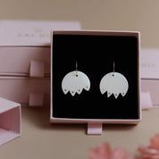 Porcelain Earrings with Gold Details - Snowdrops with golden speckles