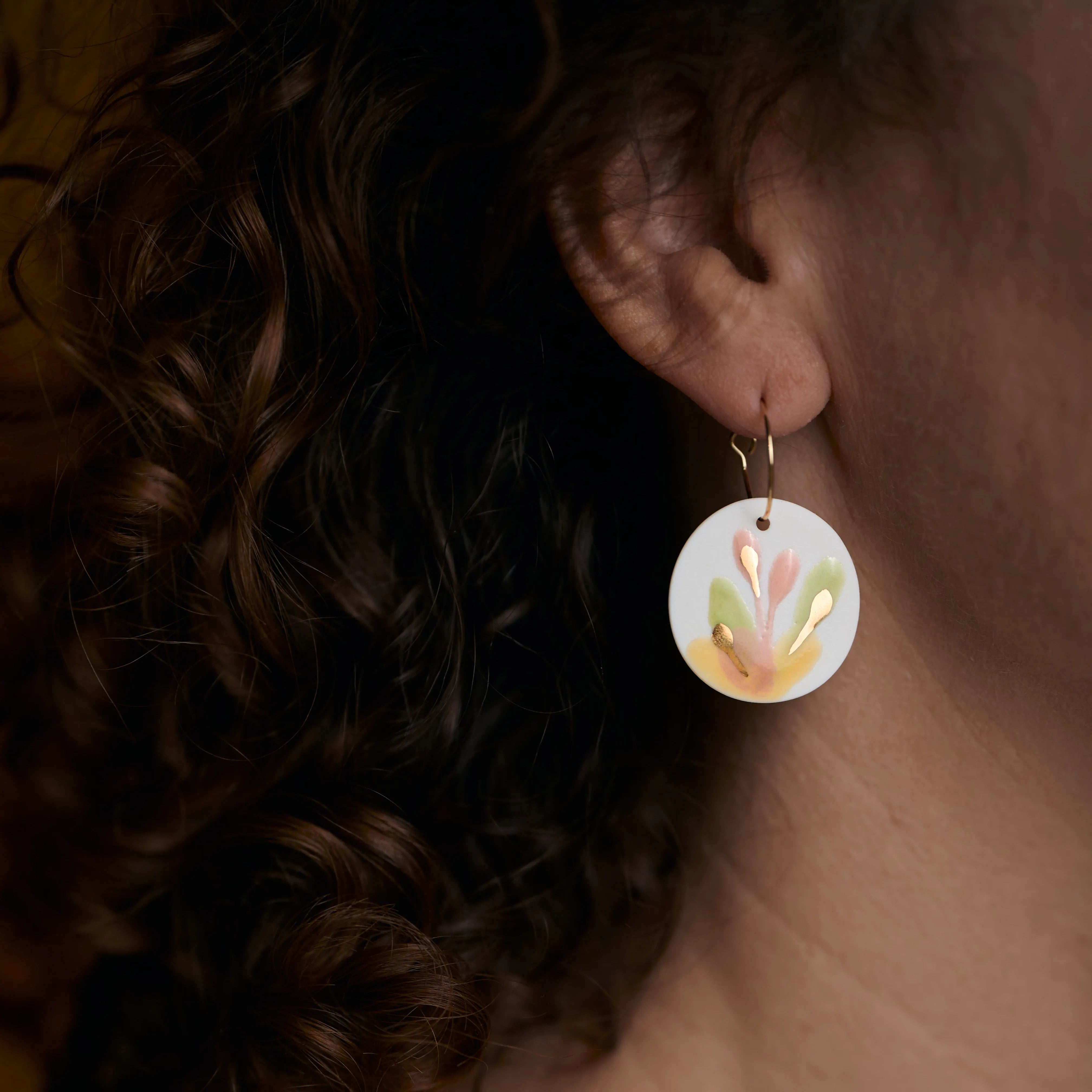 Porcelain Earrings with Gold Details - Blossoms
