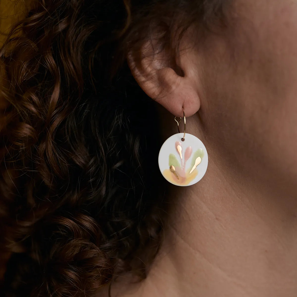 Porcelain Earrings with Gold Details - Blossoms