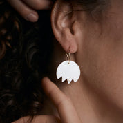 Porcelain Earrings with Gold Details - Snowdrops with golden speckles