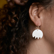 Porcelain Earrings with Gold Details - Snowdrops with golden speckles
